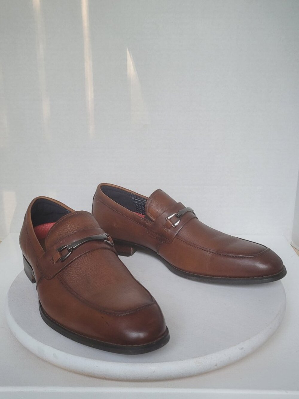 Stacy Adams Kaylor Leather Cognac Moc Toe Bit Shoes Loafer 25572-221 Sz 9.5M